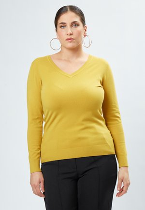 BASIC LINE V-NECK  - Striktrøje - mustard