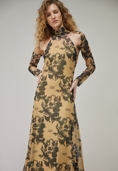 ROKH SHOULDER CUTOUT DRESS - Μάξι φόρεμα - black/camel