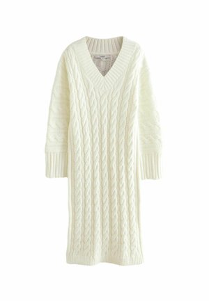V-NECK CABLE MIDI  - Džemperkleita - white ecru