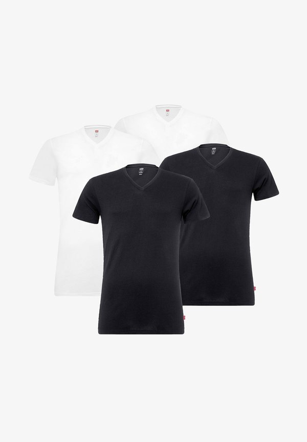 4ER PACK - V-AUSSCHNITT KURZARM - Basic T-shirt - weiΓ schwarz