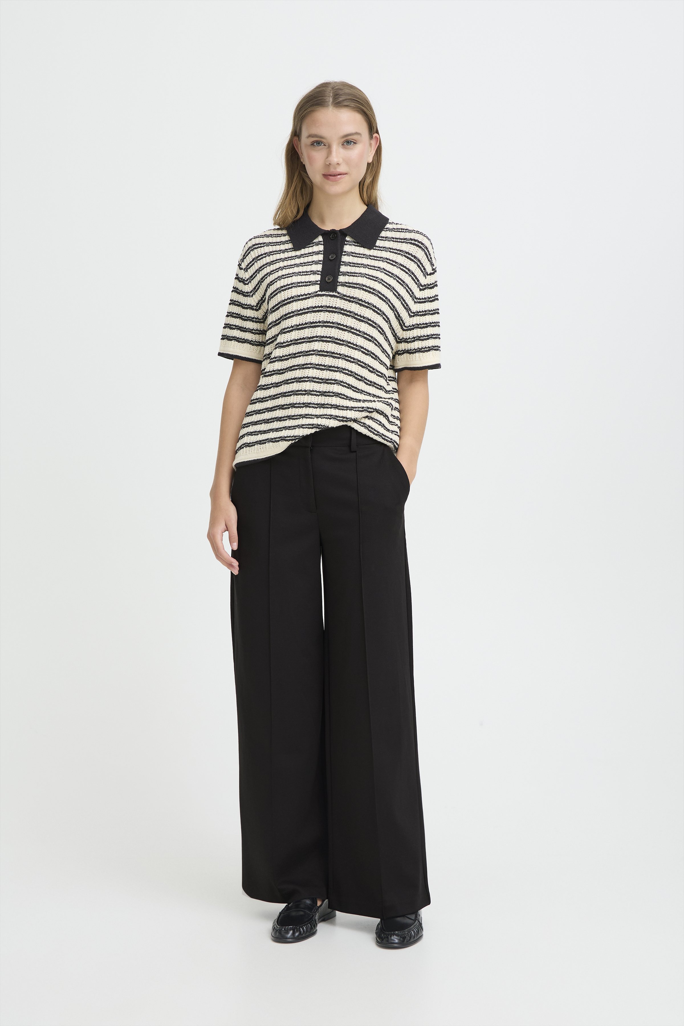 ICHI IHKATE SUS OFFICE WIDE PA - Broek - black/zwart - Zalando.nl