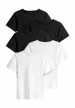 THE SET REGULAR FIT - SLOUCH SHORT SLEEVE  5 PACK - Tricou basic - white black