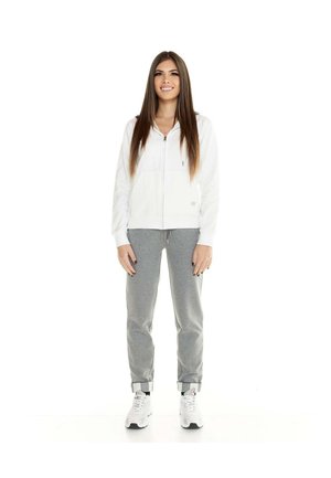 LEONE 1947, WOMAN HOODY TRACKSUIT FULL ZIP LEISURE SET - Survêtement - w white-med grey mel