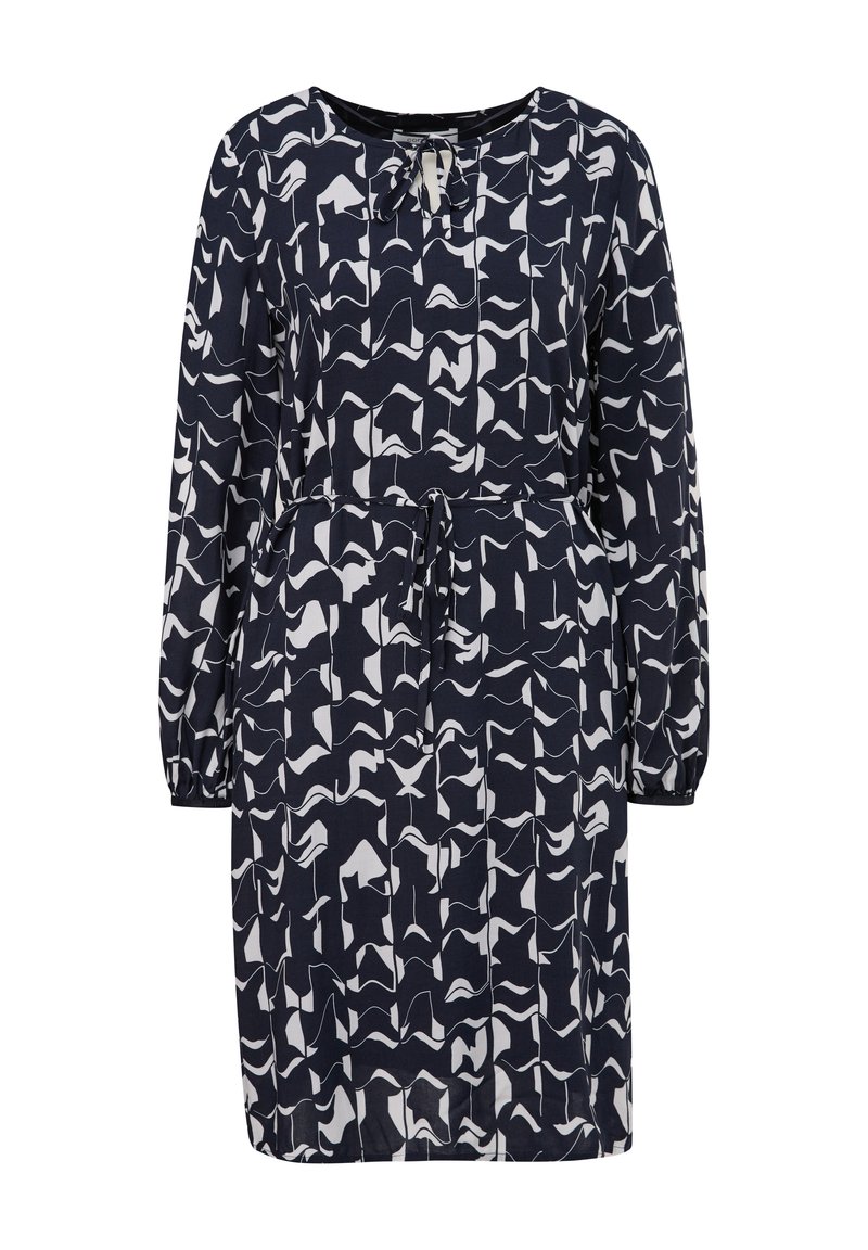 comma casual identity Jurk donkerblauw