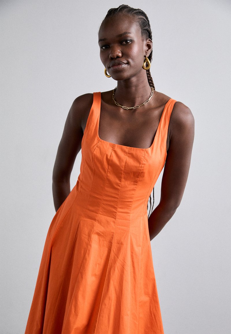 STAUD WELLS DRESS - Day dress - tangerine/orange - Zalando STAUD WELLS DRESS - Day dress - tangerine/orange - Zalando