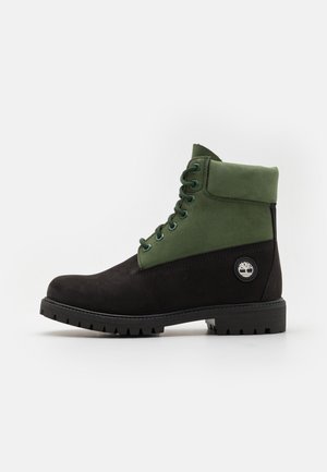 Schnürstiefelette - black/dark green
