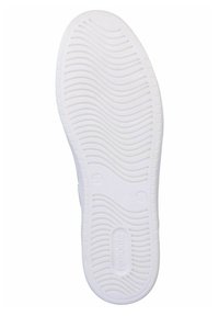 Semelle en caoutchouc blanc avec un motif ondulé texturé et des détails circulaires. Design plat, sans logos ni accents visibles. Esthétique épurée et minimaliste.