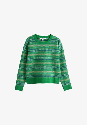 Next, REGULAR FIT - SUPERSOFT CREW NECK LONG SLEEVE JUMPER - Svetrík - green fairisle