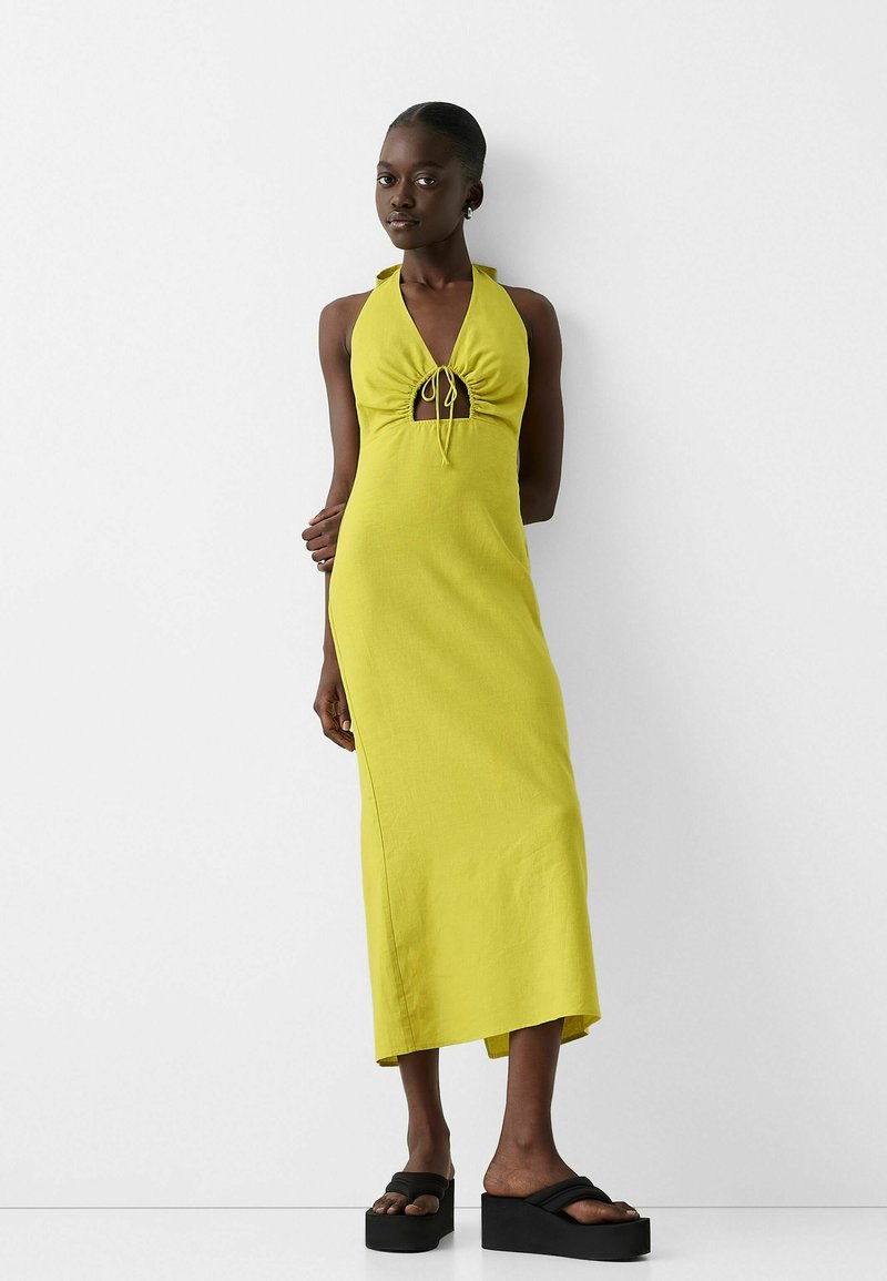 Bershka Maxi-jurk neongroen Bershka Maxi-jurk neongroen
