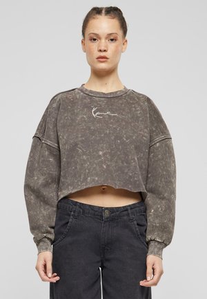 SMALL SIGNATURE WASHED CROP CREW - Longsleeve - olive