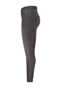 Grijze jeans met elastische tailleband, in slim fit, met zijzakken en een zachte dennenstof, voorzien van een soepele en gelijkmatige kleurverdeling.
