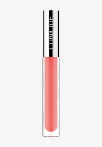 Clinique Lipgloss in einem klaren Röhrchen mit einem silbernen Deckel. Die Formulierung ist ein sanfter Korallpink-Ton mit einem glatten, glänzenden Finish.