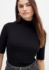 KURZÄRMELIGES MIT KRAGEN - T-paita - black