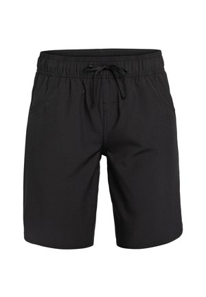 Sorte shorts med elastisk talje og snor. Har sidelommer, en glat overflade og et lige snit.
