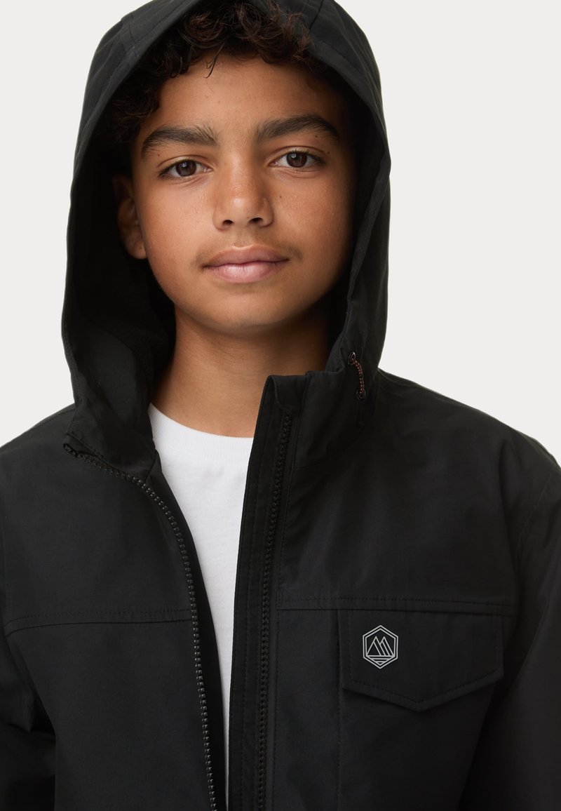 Sweat à capuche imprimé dans le dos contenant en coton BIO NOIR pour enfant