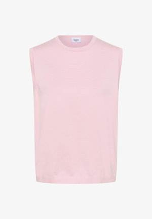 Ljusrosa ärmlös topp i mjukt stickat tyg. Har en rund halsringning och en vanlig passform, med en jämn och slät yta genom hela plagget.
