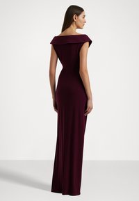 Lauren Ralph Lauren JERSEY OFF THE SHOULDER GOWN - Iltapuku - pinot noir
