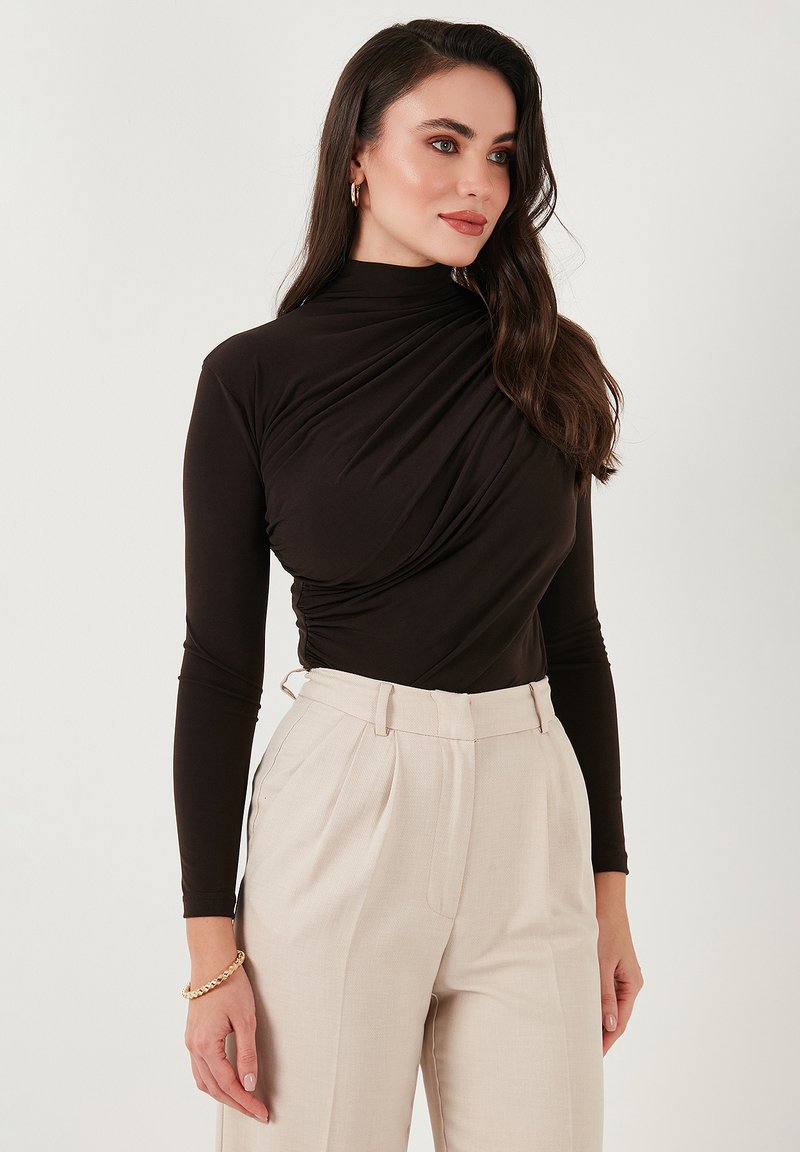 LELA SLIM FIT - Long sleeved top - brown
