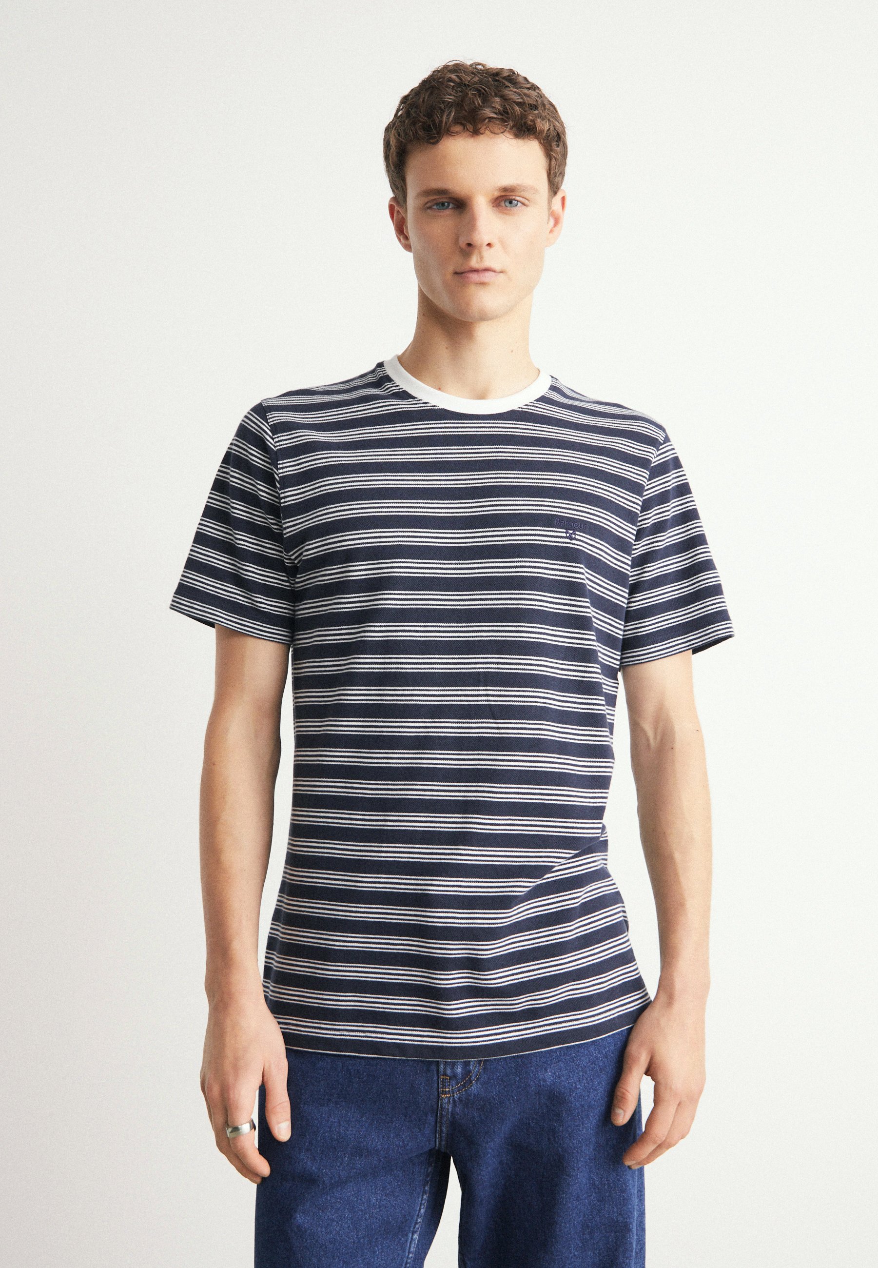 Barbour SHERBURN STRIPED Print T-shirt white/dark blue/white