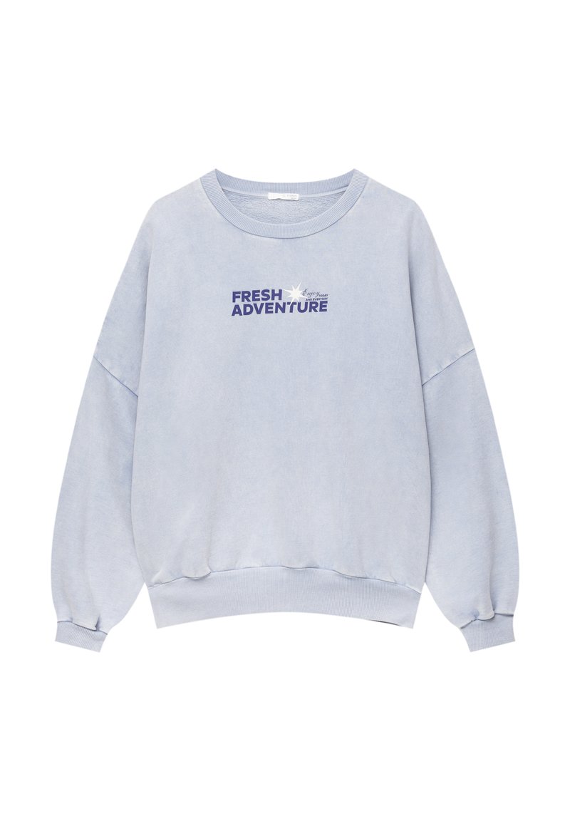 PULLu0026BEAR WITH CONTRAST SLOGAN - Sweatshirt - blue/blau - Zalando.de