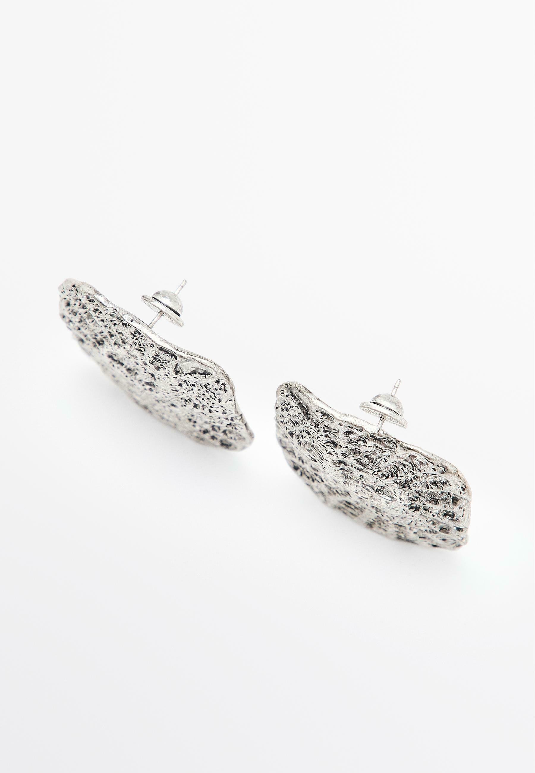 ★ Massimo Dutti★ fossil hoop earrings 04605580808 Massimo Dutti FOSSIL HOOP - Earrings - silver coloured