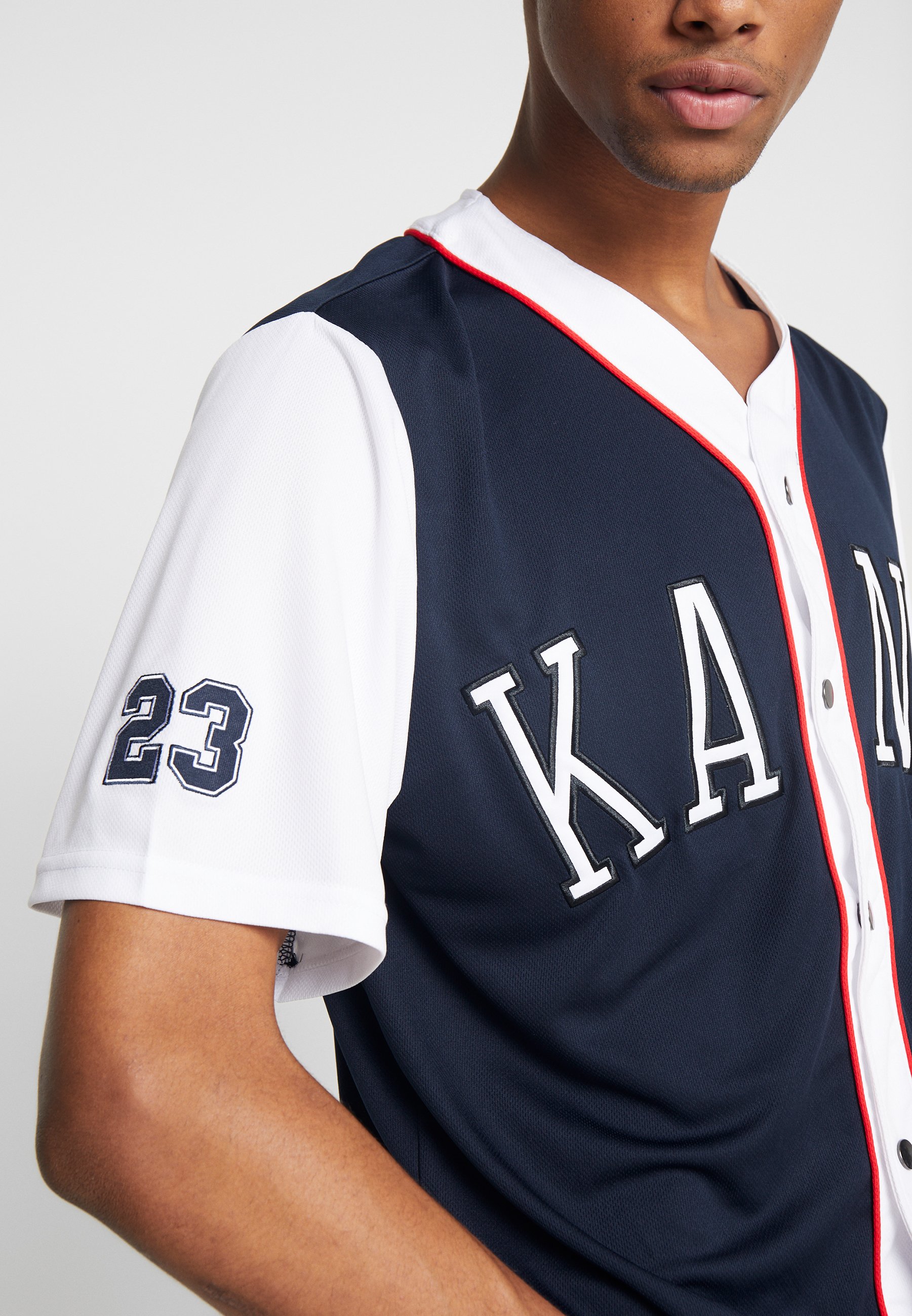 Karl Kani COLLEGE BASEBALL SHIRT Hemd navywhitered Kinder T Shirt adidas Training Reversible NBA Los Angeles