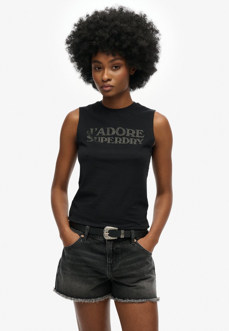 Superdry & Co LUXE FITTED - Top - vulcan black