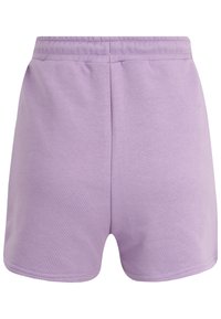 Shorts en coton à taille élastique couleur violet clair unie avec un design simple et lisse, sans motifs ni logos visibles.