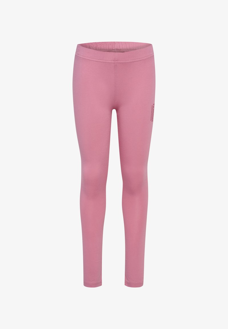 Rosa Leggings aus dehnbarem Material, mit einem hohen Bund und einer glatten Textur. Enthält ein dezentes Logo-Detail an der Seite.