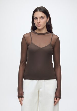 Noisy May, NMPERCY L/S MESH TOP NOOS - Блуза - chocolate brown