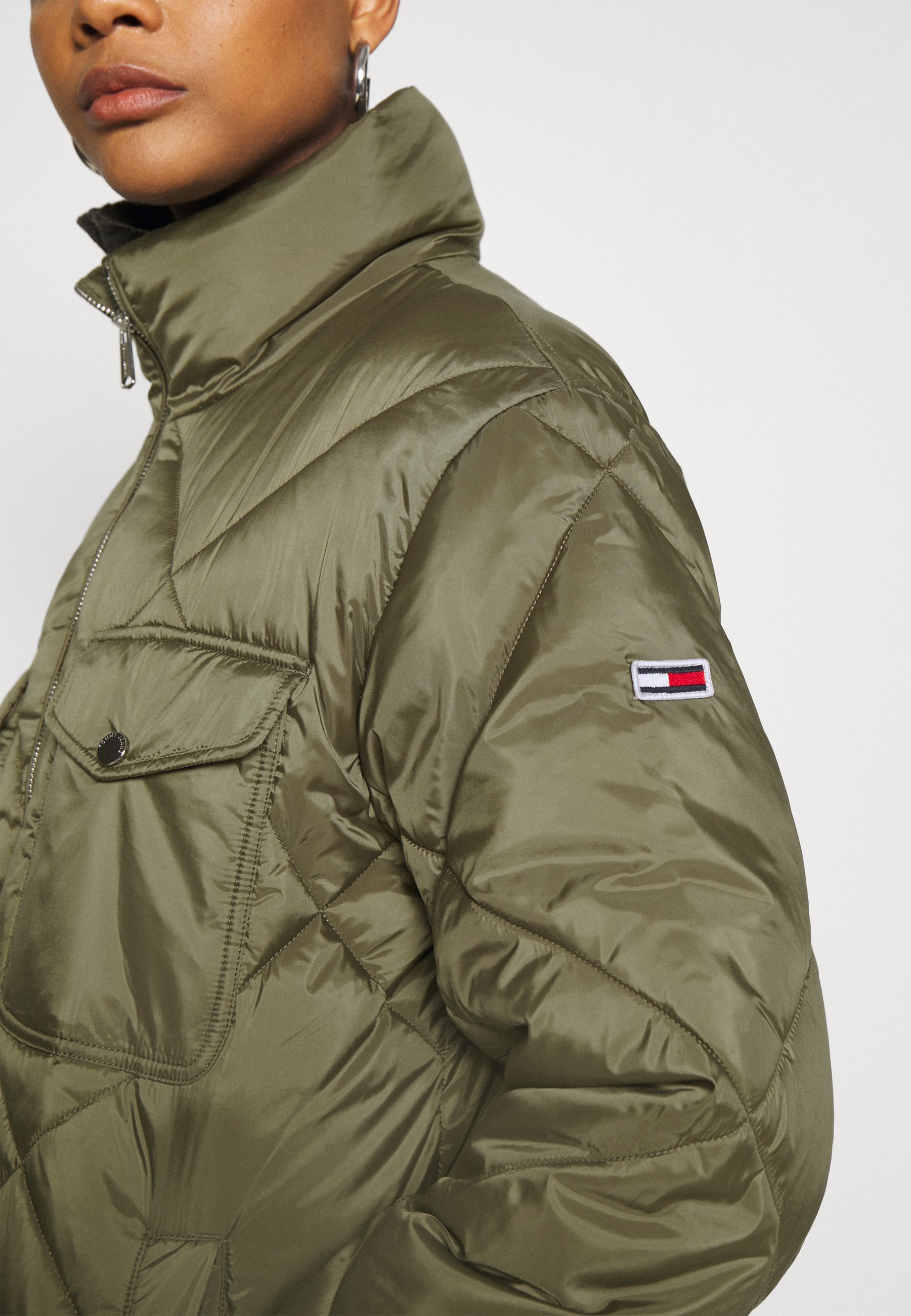 green diamond quilted jacket