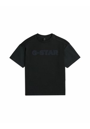 T-shirt noir à manches courtes avec col rond et logo G-STAR cousu sur la poitrine.