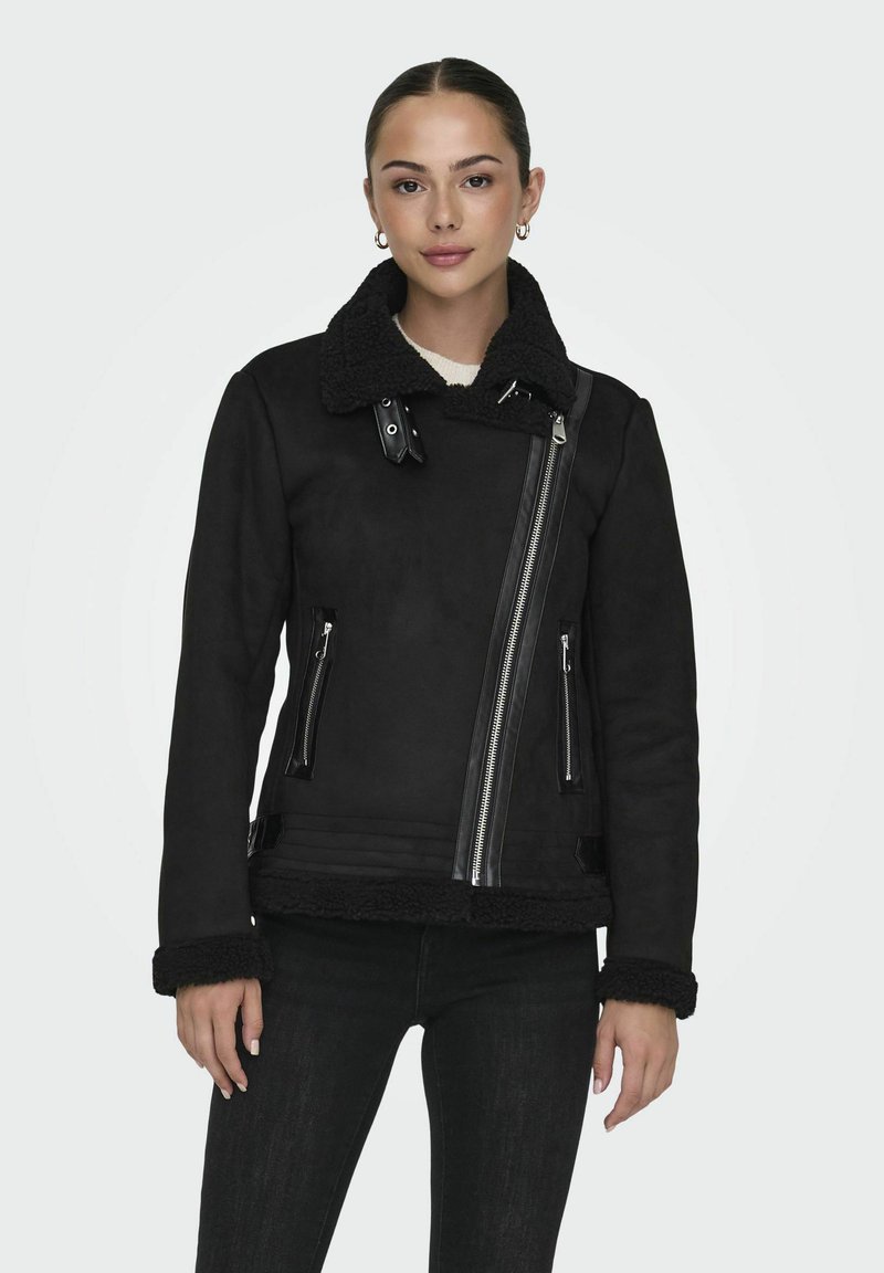 ONLY ONLNEWDIANA AVIATOR - Veste en similicuir - black