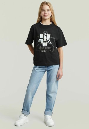 G-STAR, GIRLS OVERSIZED TOP - T-shirt print - dk black