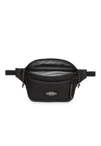 Marsupio nero realizzato in tessuto resistente, dotato di un comparto principale con zip e tasca frontale, con spallacci regolabili e etichetta con logo.