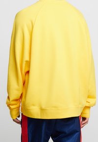 Felpa gialla con una vestibilità comoda, polsini a costine e orlo. Presenta maniche raglan e una texture morbida. È mostrata la vista posteriore.