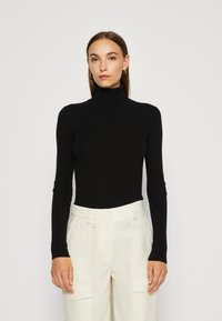 Marc O'Polo DENIM TURTLE NECK SWEATER STRUCUTRE FITTED - Pulover - black