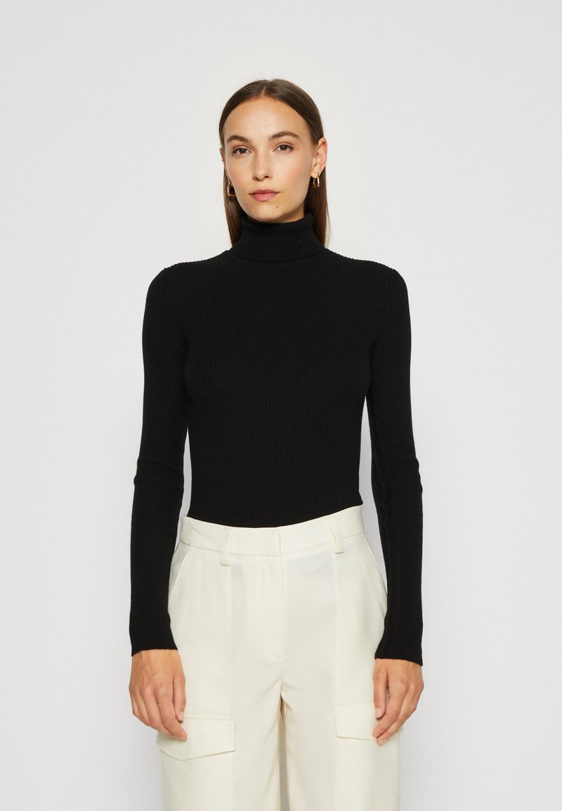Marc O'Polo DENIM TURTLE NECK SWEATER STRUCUTRE FITTED - Pulover - black