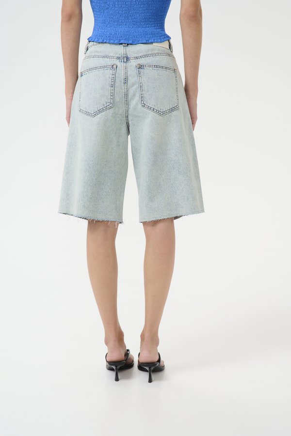 ASHER LONG - Denim shorts - mid acid wash4