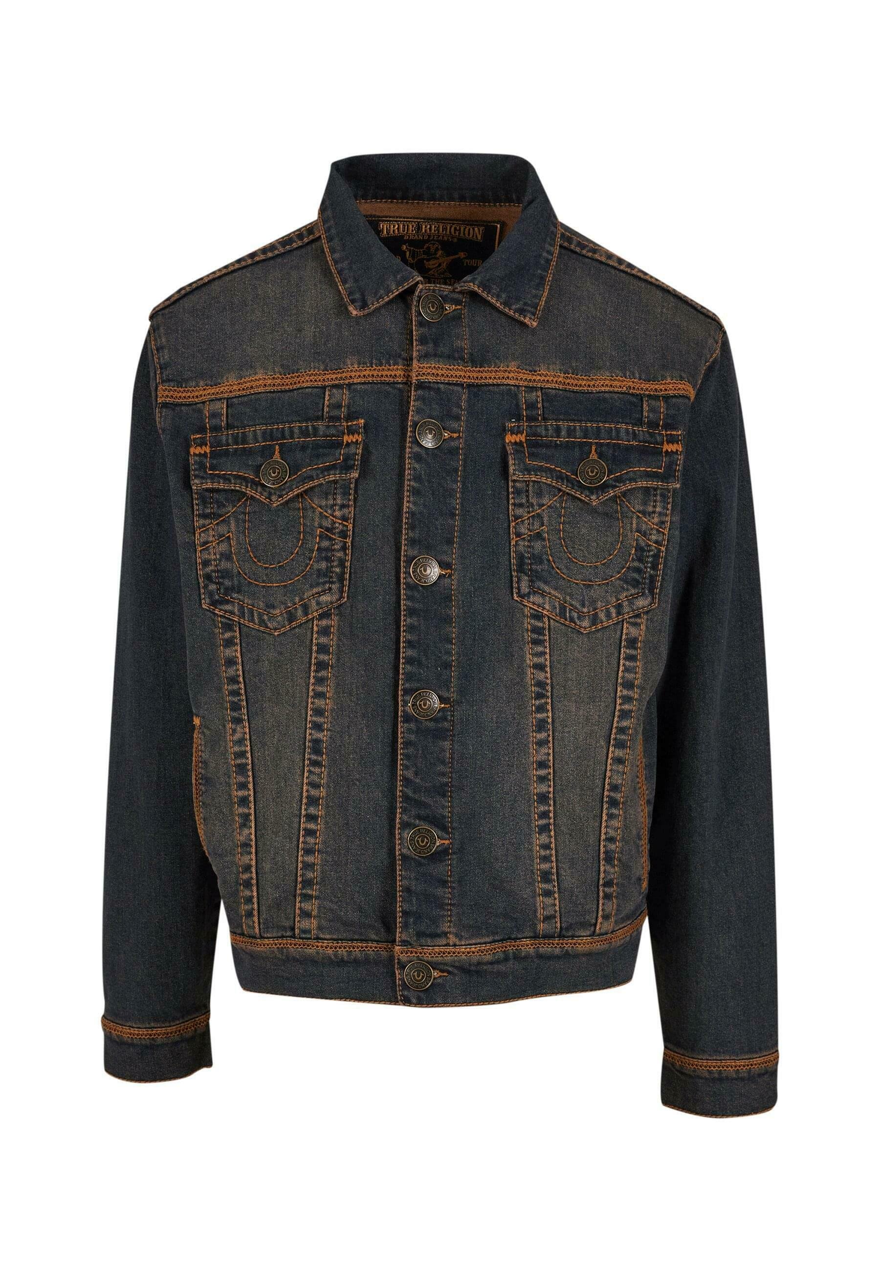True Religion SUPER FLATLOCK TRUCKER - Denim jacket - grey denim