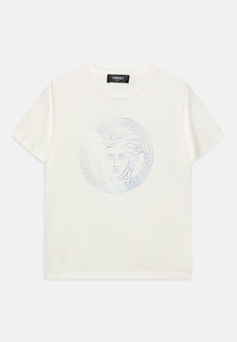 Versace MEDUSA GRECA LAMINA UNISEX - Potiskana majica - bianco/argento