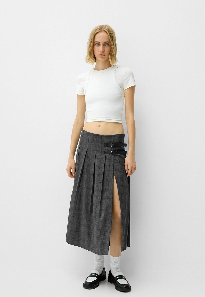 Bershka Plooirok grijs gemêleerd Bershka Plooirok grijs gemêleerd