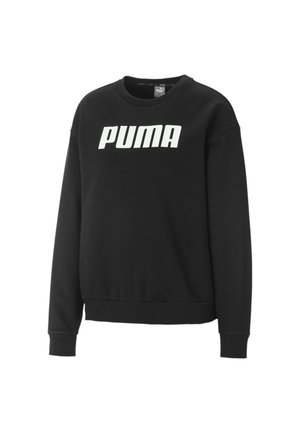 Sweat-shirt noir manches longues avec logo blanc "PUMA" sur la poitrine, col rond et poignets et ourlet côtelés.