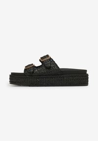 DOUBLE BUCKLE - Pantolette hoch - black