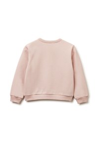Felpa rosa chiaro con scollo a girocollo, maniche lunghe e polsini a coste. Tessuto morbido con un design semplice e minimalista.
