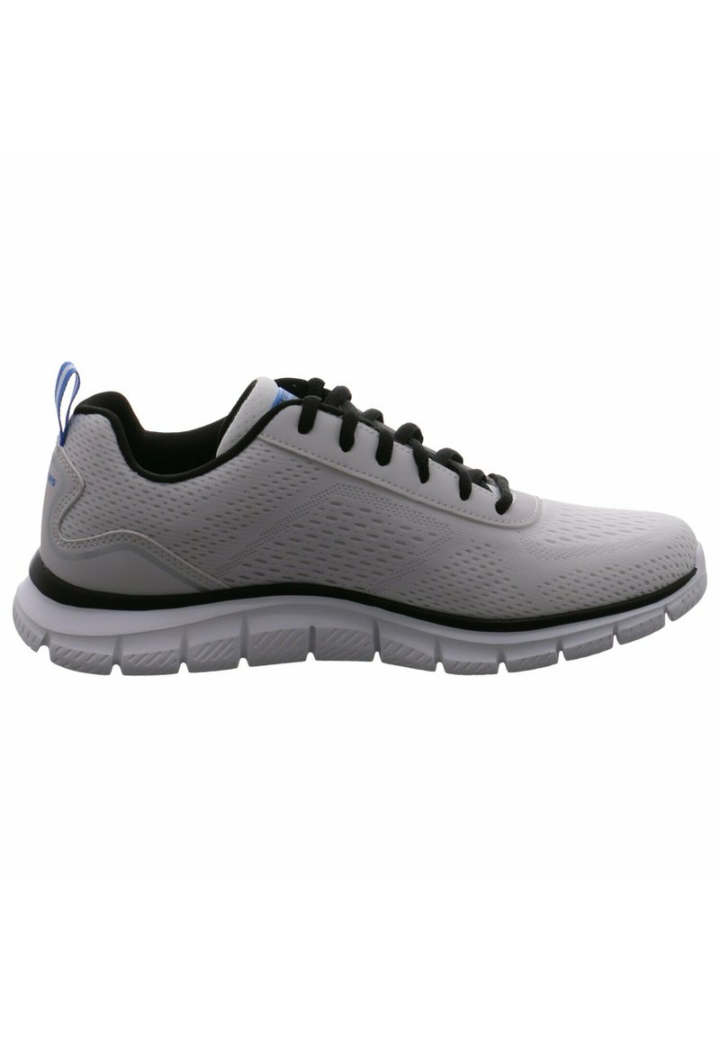 Herren Sportschuhe, leichtes Mesh-Obermaterial in Grau, schwarze Akzente, Schnürdesign, texturierte Sohle, flexible Dämpfung, verstärkte Ferse.