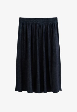 New Look, CURVES INDIGO WASH SHIRRED MIDI SKIRT - A-line skirt - navy
