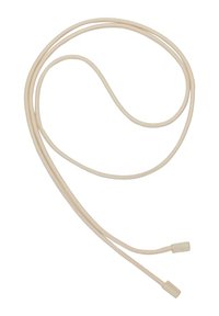 Beige woven charging cable with a smooth texture, featuring two rectangular connectors at each end. Flexible and coiled design.