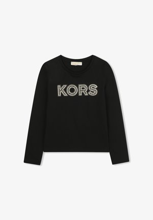 Chemise noire à manches longues avec le mot « KORS » en strass sur le devant. Fabriquée en tissu doux avec un col rond.