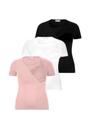 M.M.C. M.M.C. UMSTANDSSHIRT STILLSHIRT 3ER SET UMSTANDSMODE - Print T-shirt - schwarz weiß rosa